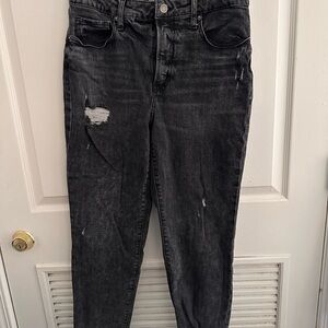 Old Navy Black Distressed OG Straight Jeans